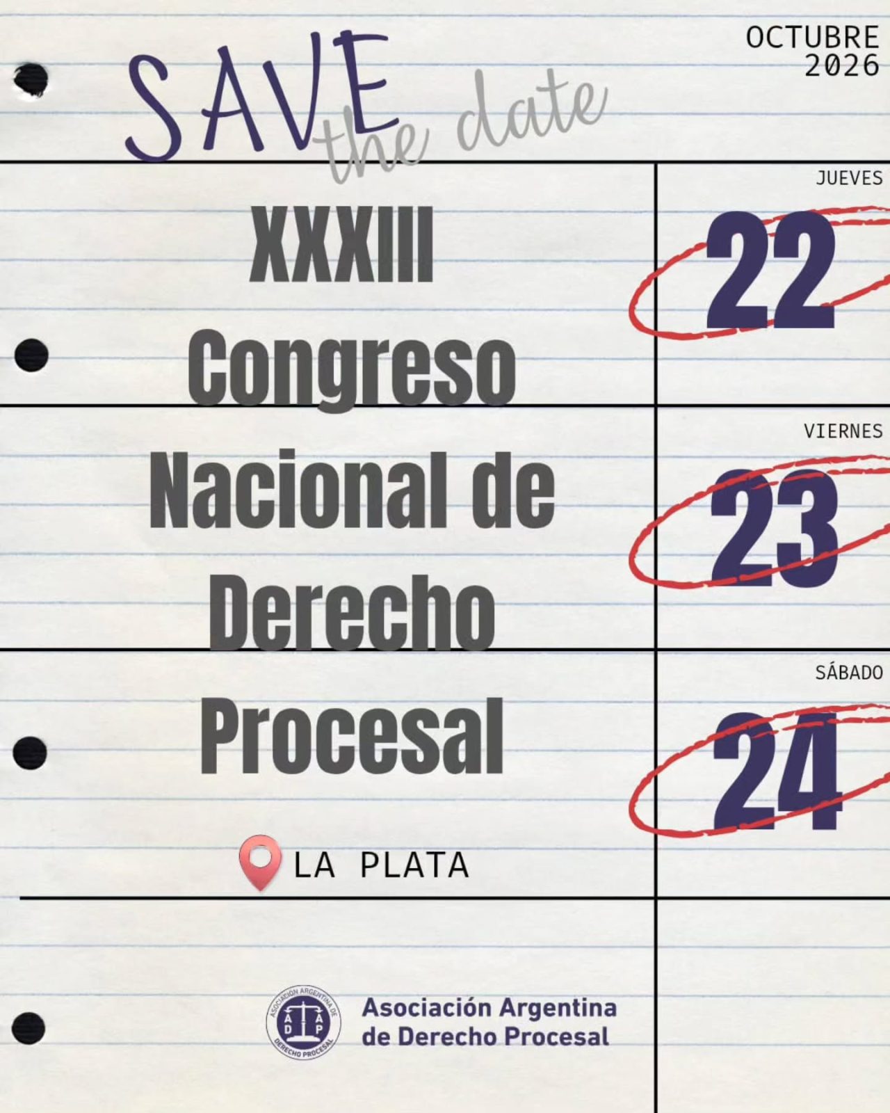 22 al 24 de octubre de 2026
