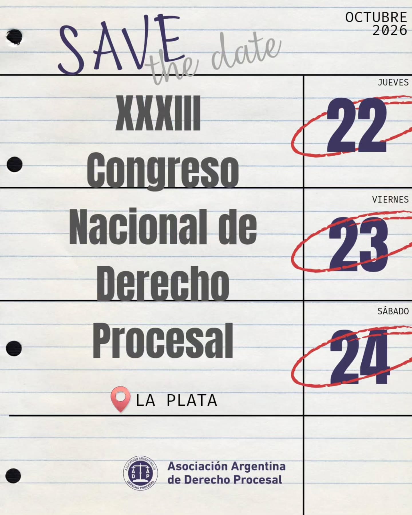 22 al 24 de octubre de 2026