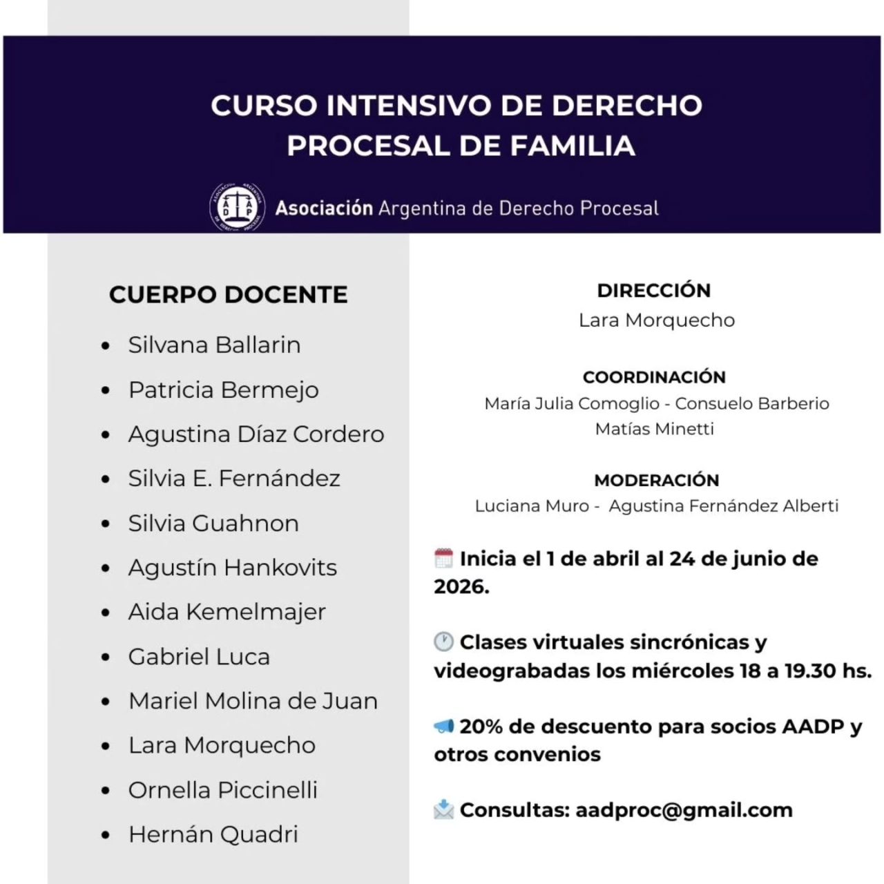 Inscripciones abiertas para el Curso Intensivo de Derecho Procesal de Familia…