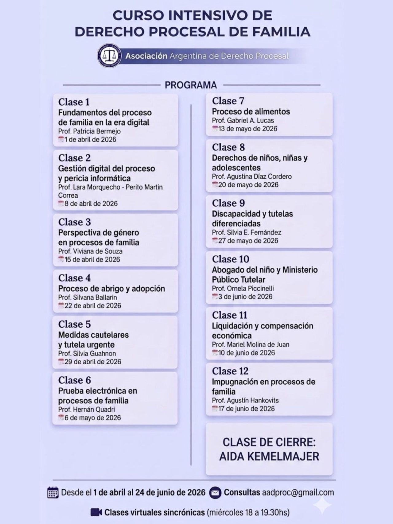 Programa del Curso Intensivo en Derecho Procesal de Familia